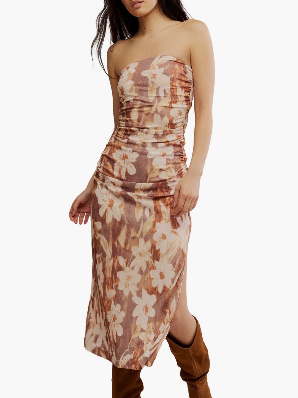 Free People Floral Presley Strapless Midi Dress